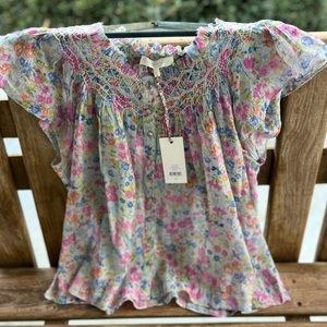 Love Shack Fancy Shira Top/ Coral Reef Waves